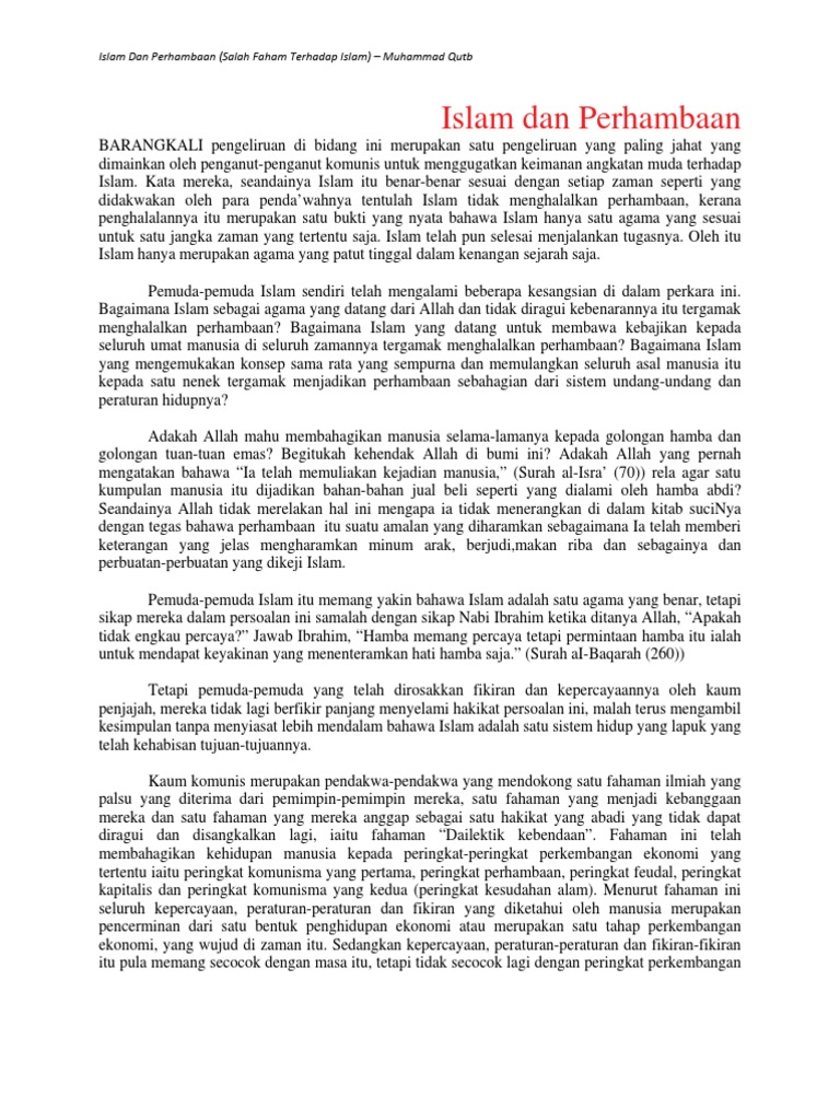 Islam Dan Perhambaan Salah Faham Terhadap Islam Muhammad Qutb Pdf