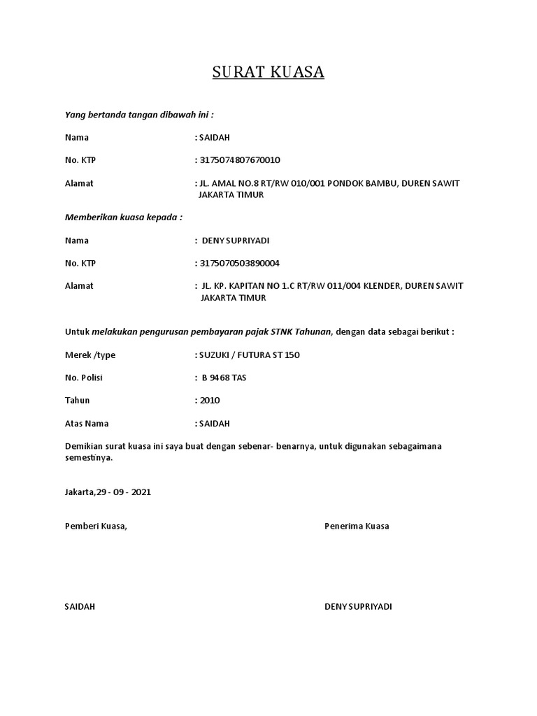 SURAT KUASA Bayar STNK PDF