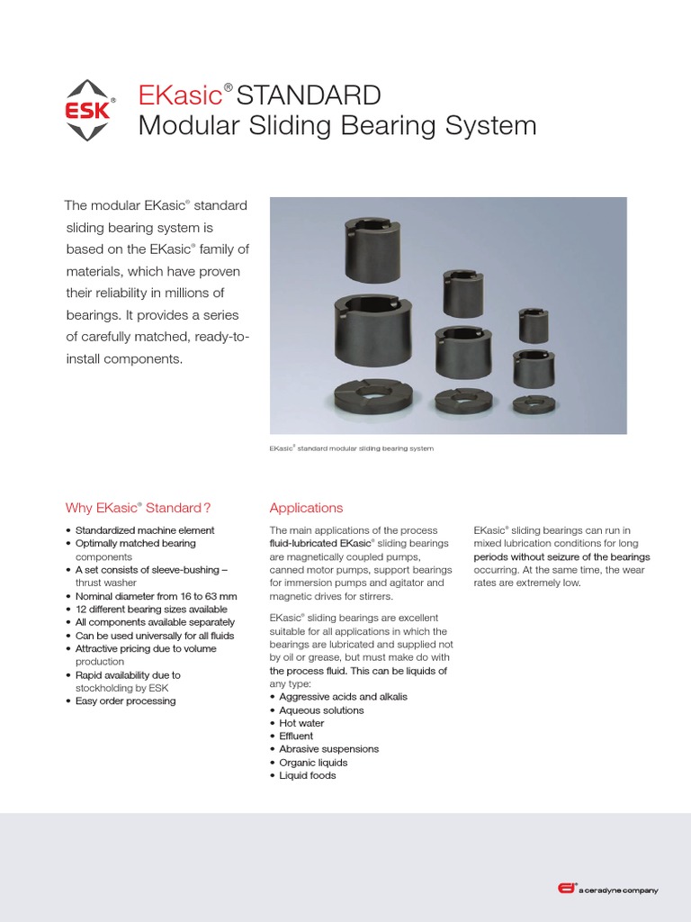 ESK Modular Sliding Bearings PDF Bearing (Mechanical) Materials