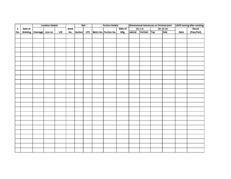 Weld Log Template for Quality Control | PDF
