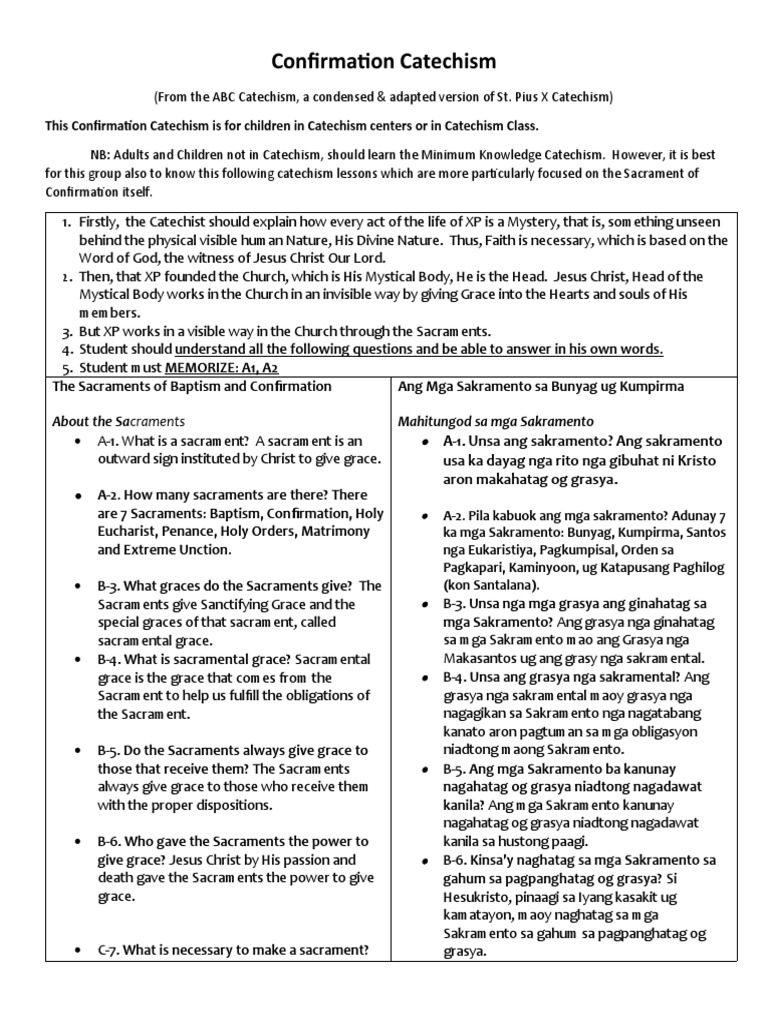 ConfirmationCatechismCatCenter PDF Confirmation Sacraments