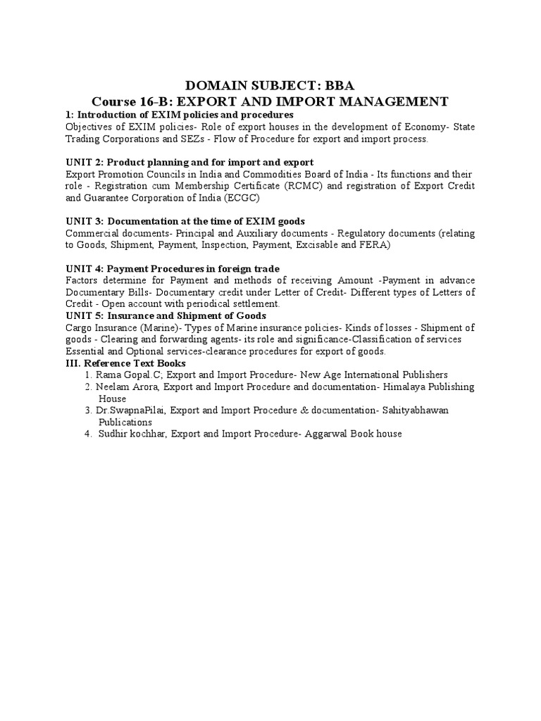 EXIM Management and Procedures Overview | PDF