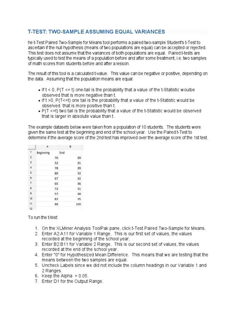 T-Test Guide: Paired & Two-Sample | PDF | Student's T Test | Tests