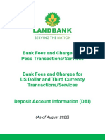 LANDBANK Fees and Charges For Peso, US Dollar and Third Currency Transactions and Deposit Account Information A4-Poster - August 2022