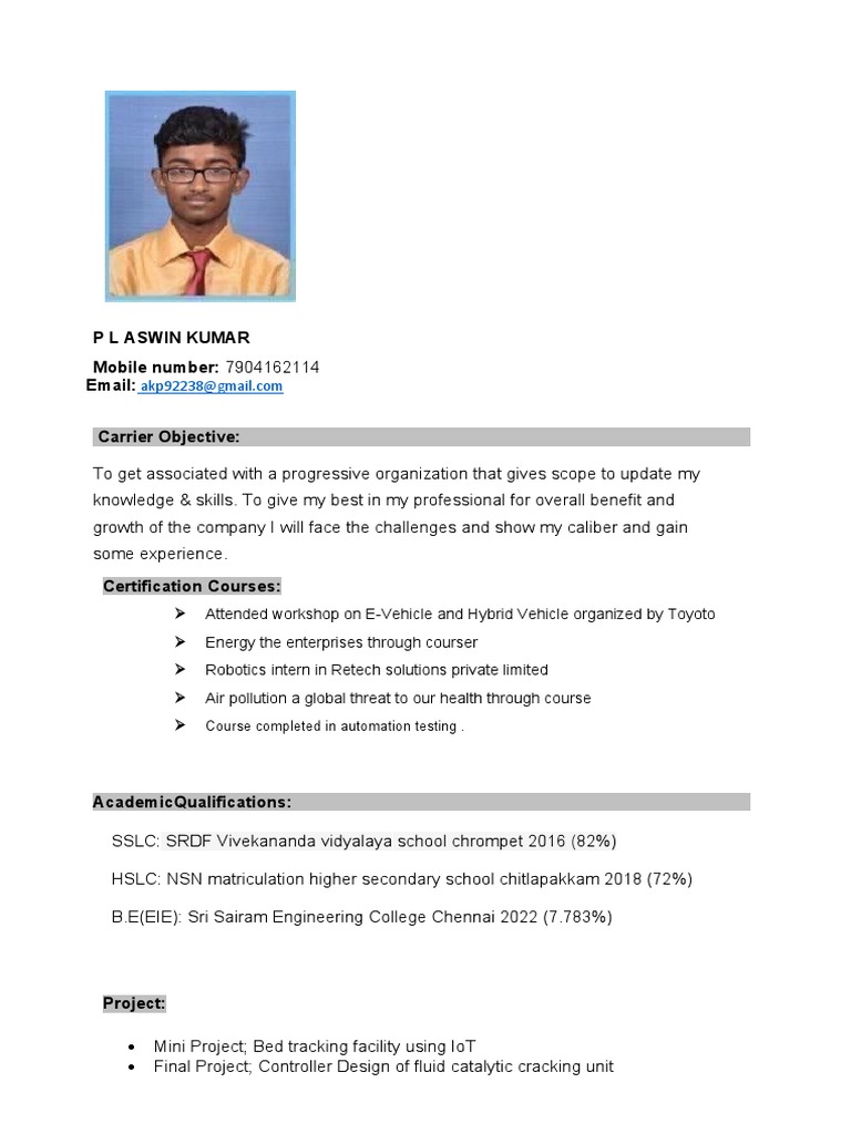 Aspiring Engineer's Resume | PDF | Career & Growth | Technology ...