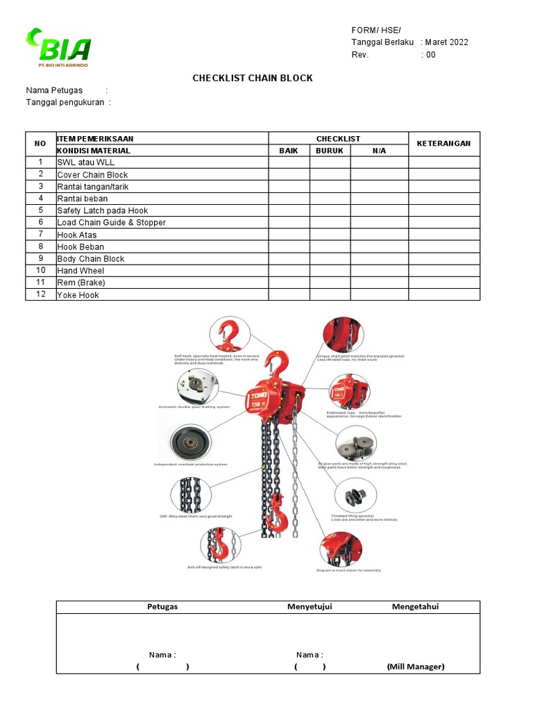 Checklist Chain Block PDF