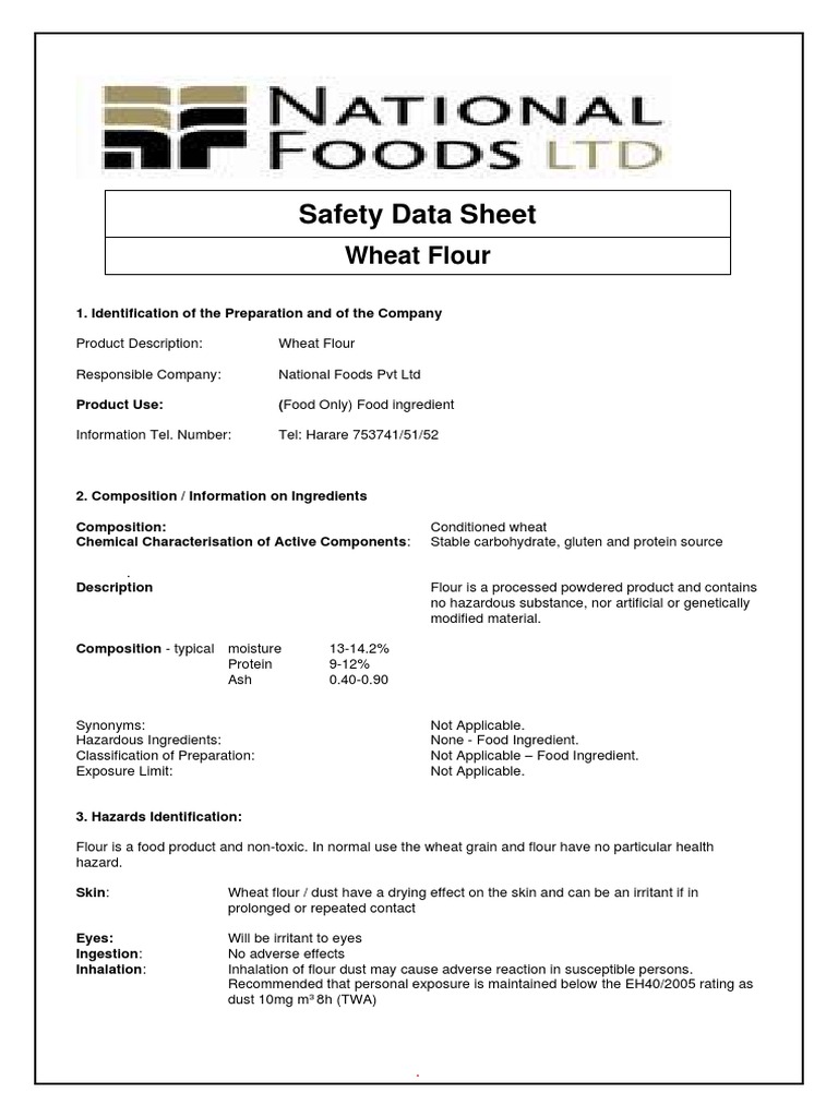 MSDS Flour PDF Flour Personal Protective Equipment