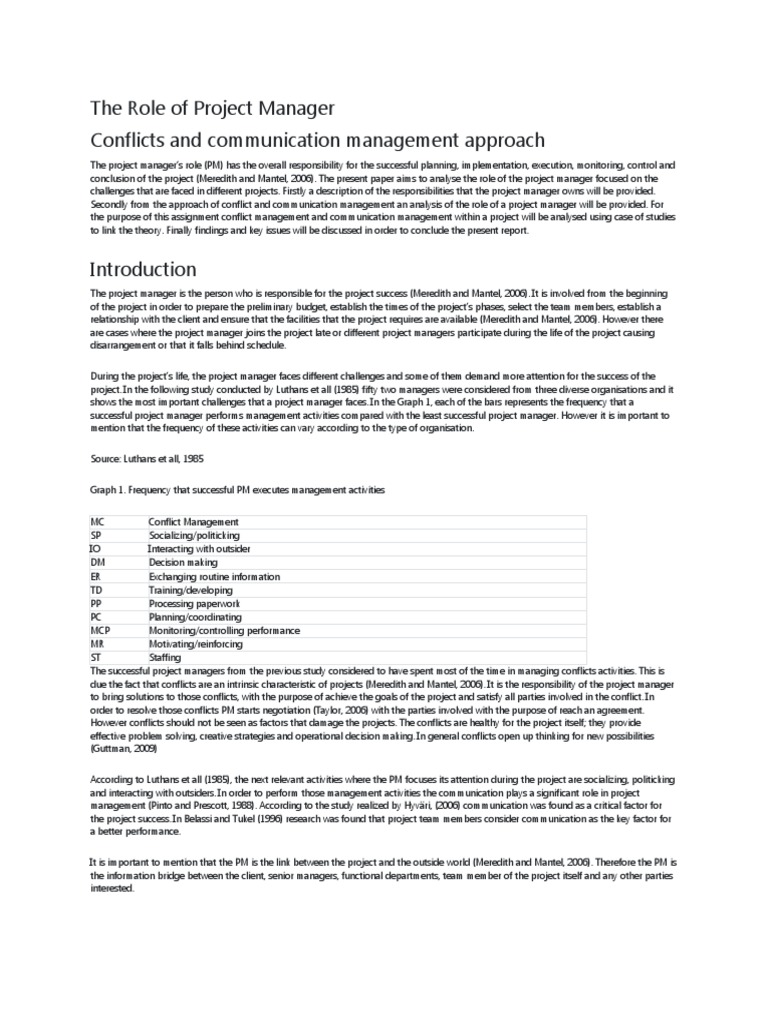 The Role of Project Manager | PDF | Communication | Negotiation