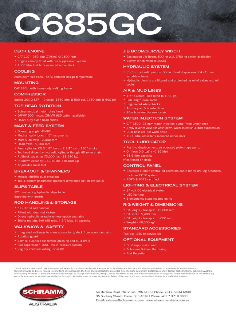 4700 - Schramm Rig Specification A4 Hi-Res 4 | PDF | Pump | Mechanical ...