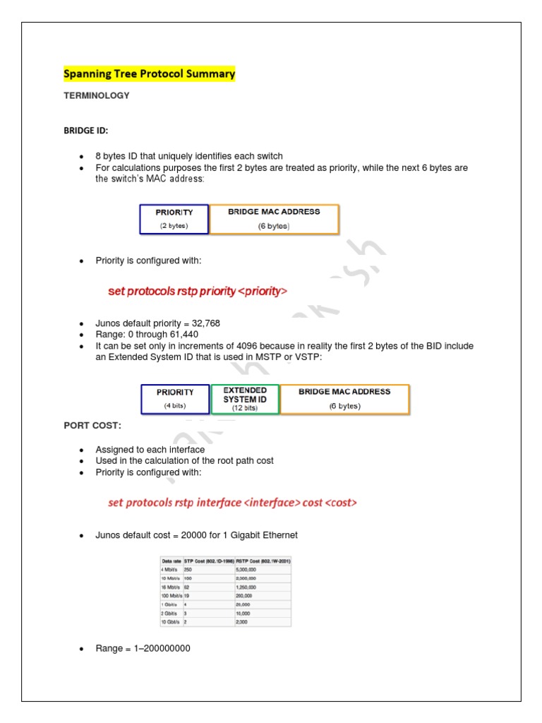 Spanning Tree Protocol Summary | PDF | Telecommunications Standards ...