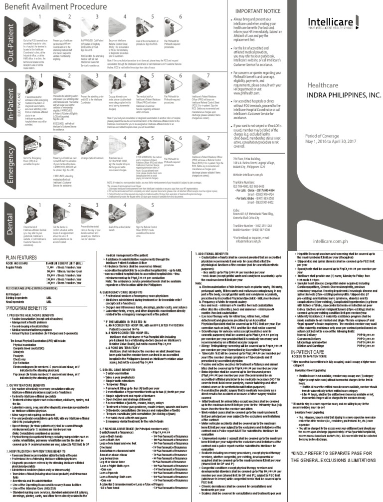 Intellicare Benefits and Procedures Guide | PDF | Physical Examination ...