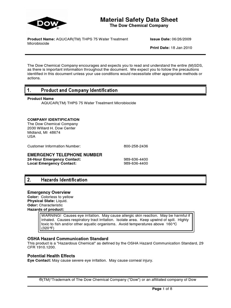 MSDS THPS 75 Download Free PDF Firefighter Polyvinyl Chloride