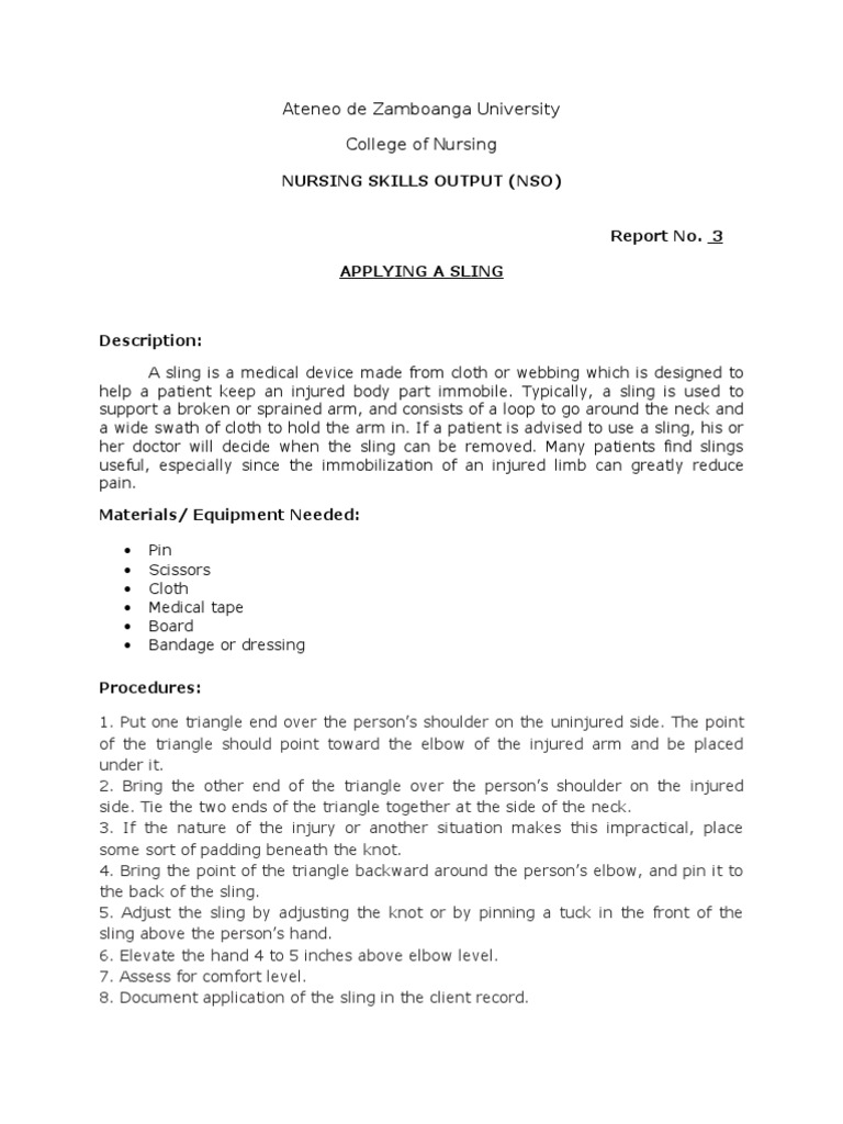 Sling Application Guide for Nursing | PDF