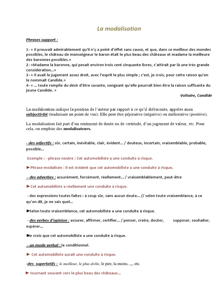 La Modalisation | PDF