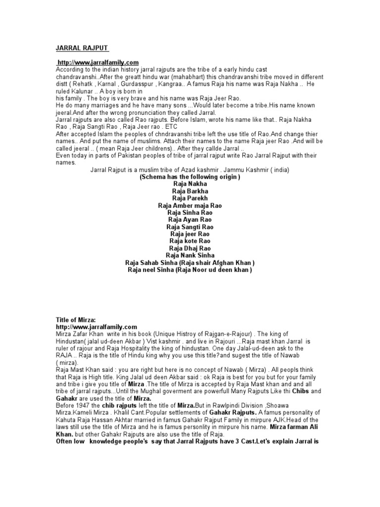 History of Jarral Rajputs | PDF | Kashmir | South Asia
