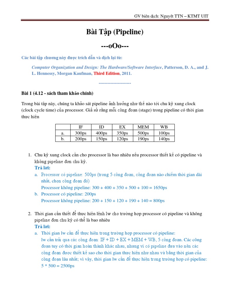 Baitap - Pipeline - Co Dap An | PDF