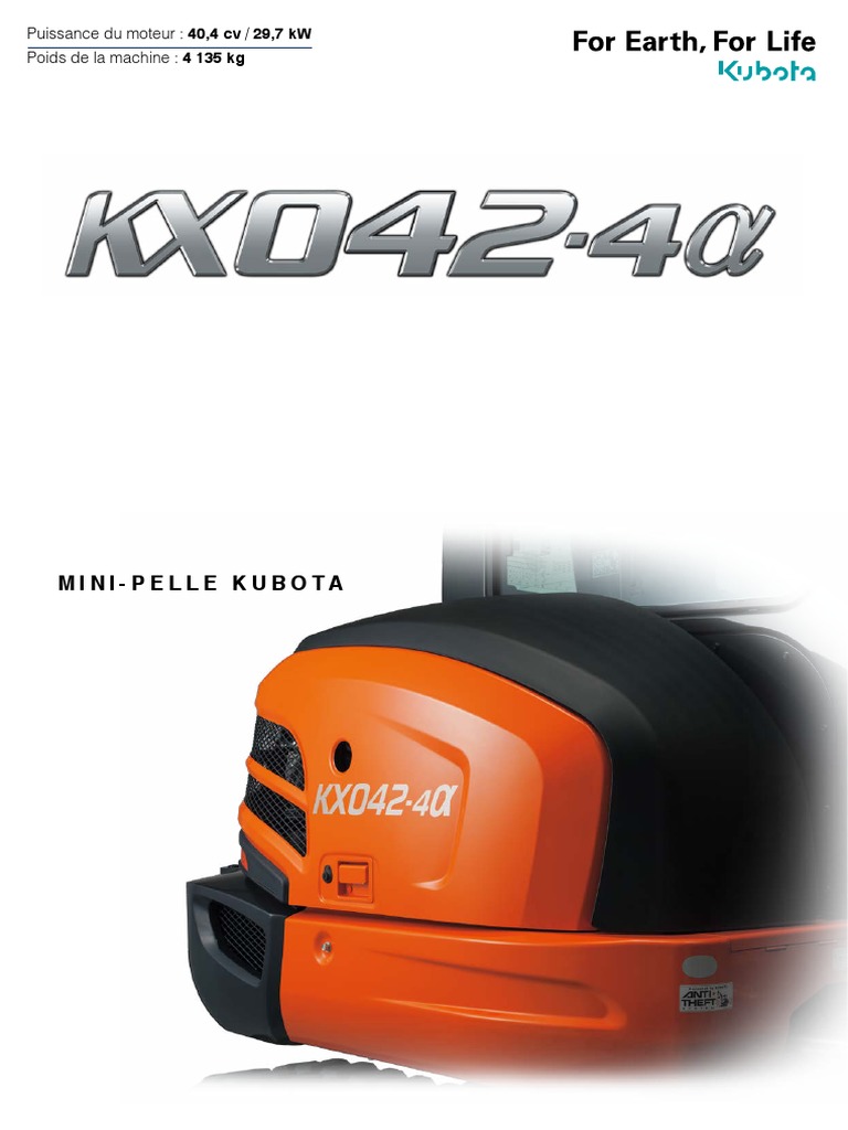 Mini-pelle Kubota KX042-4 : Performance et Confort | PDF | Injection ...