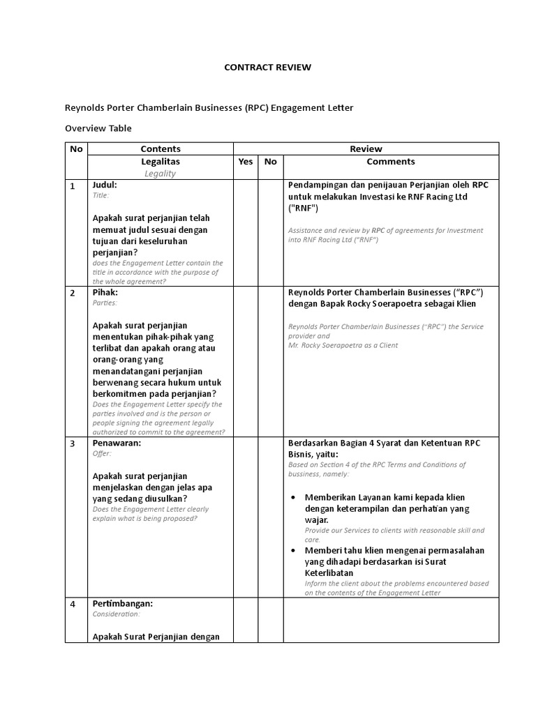Tinjauan Kontrak Investasi RPC | PDF