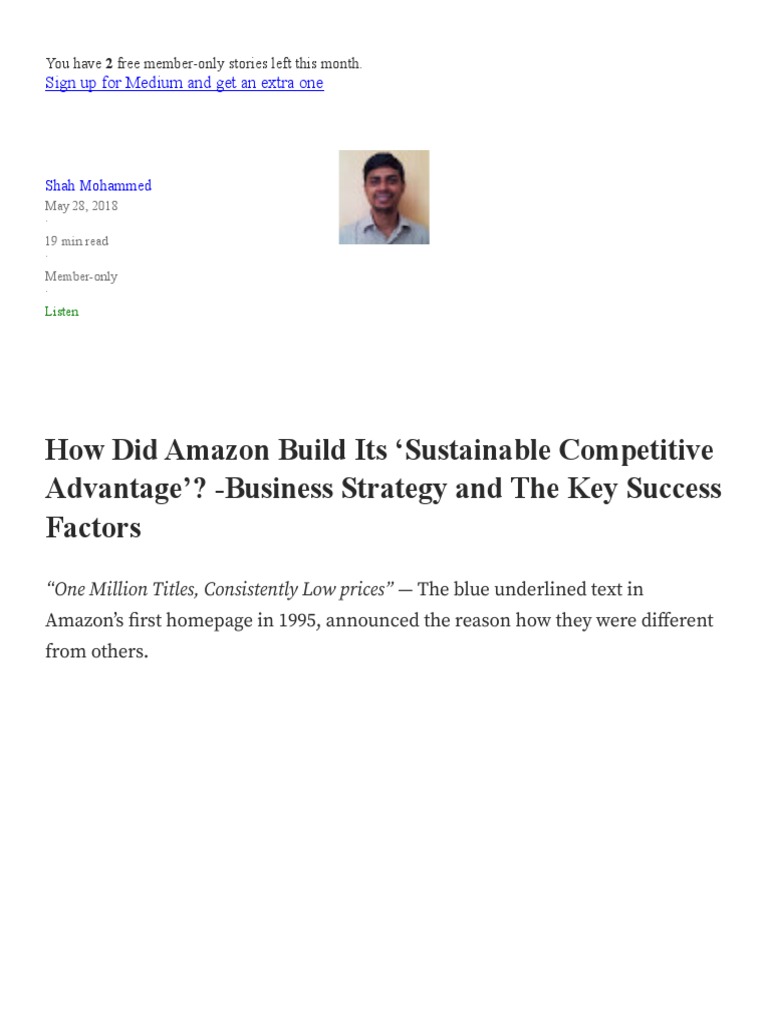 AMAZON Competitive Advantage Download Free PDF E Commerce Sales