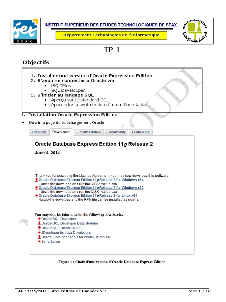 Installation et initiation à Oracle SQL | PDF | Base de données Oracle ...