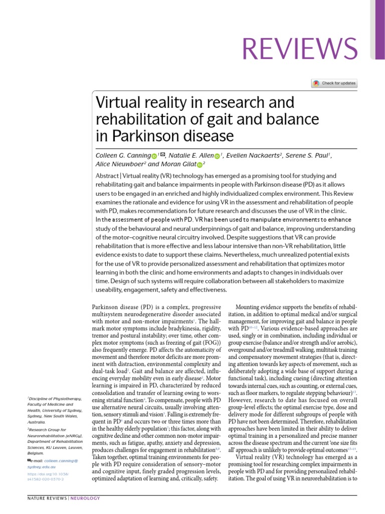 Irtual Reality in Research and Rehabilitation of Gait and Balance in
