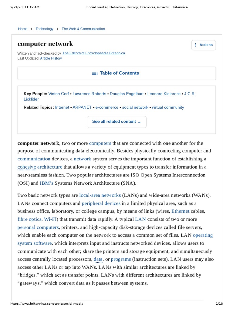 Social Media Definition, History, Examples, & Facts PDF Computer