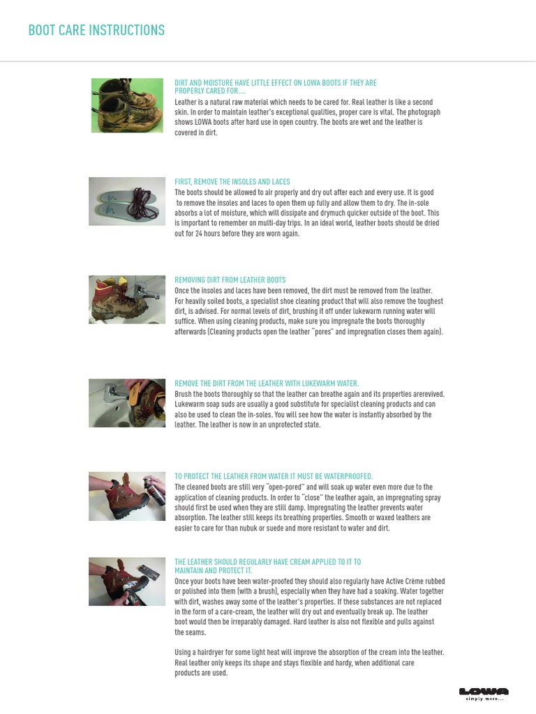LOWA Boot Care Instructions | PDF | Shoe | Leather
