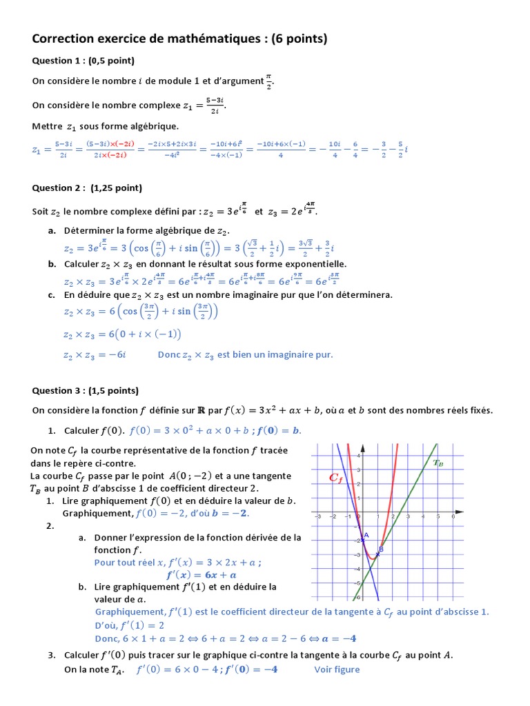 Correction Bac Blanc Maths STI2D | PDF | Tangente (géométrie) | Nombre ...