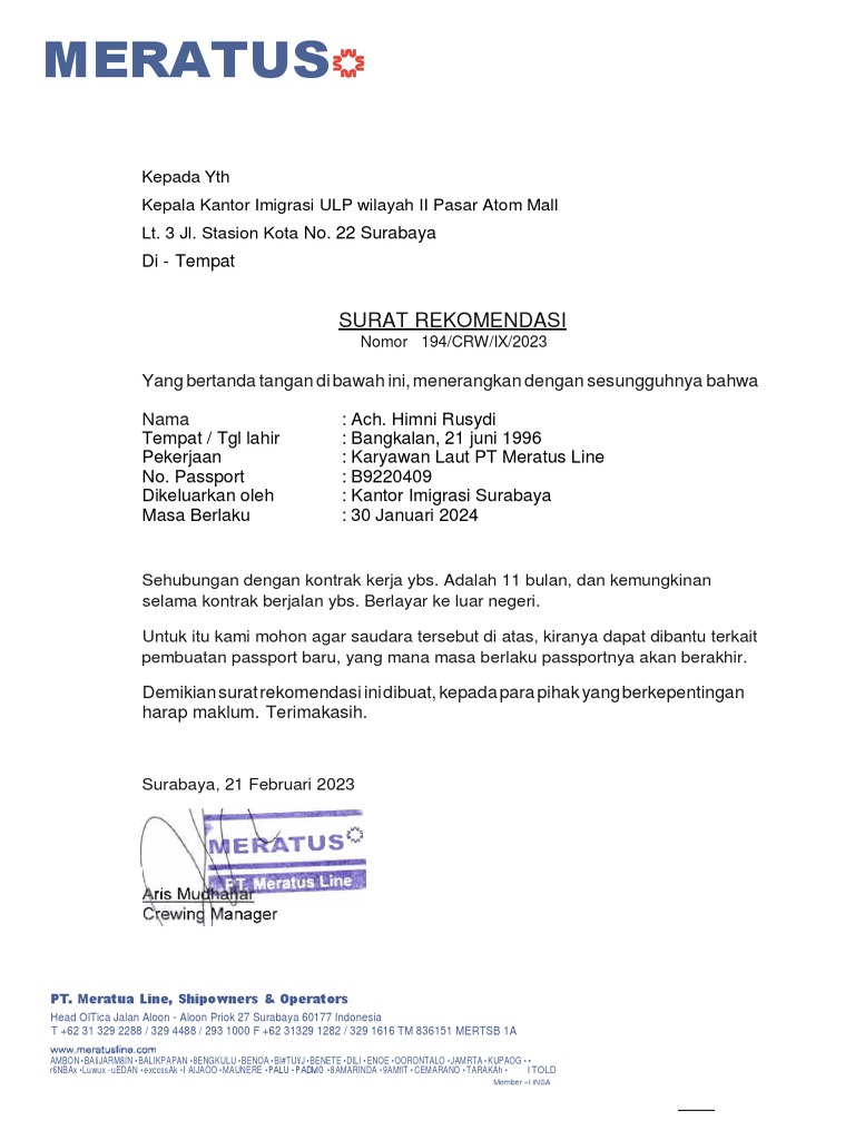 Surat Rekomendasi | PDF