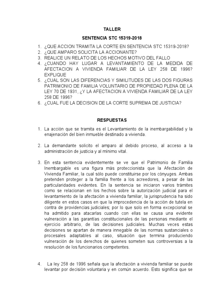 Familia Afectacion A Vivienda Familiar - Taller STC 15319-2018 | PDF