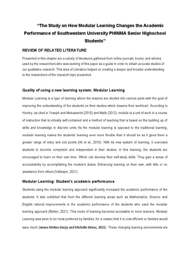 Impact of Modular Learning on Student Performance | PDF | Learning ...