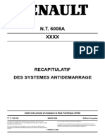 N.T. 6008A XXXX RECAPITULATIF DES SYSTEMES ANTIDEMARRAGE