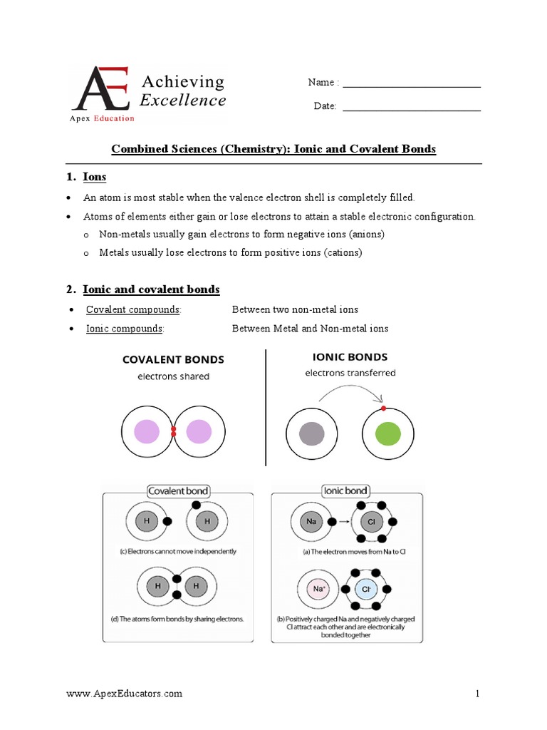 Topic 4 Structure and Properties of Materials, Ionic Bonding, Covalent