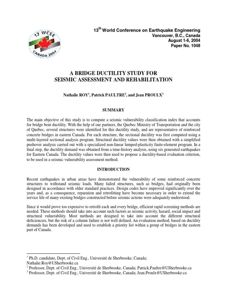 Seismic Assessment | PDF | Deformation (Engineering) | Strength Of ...