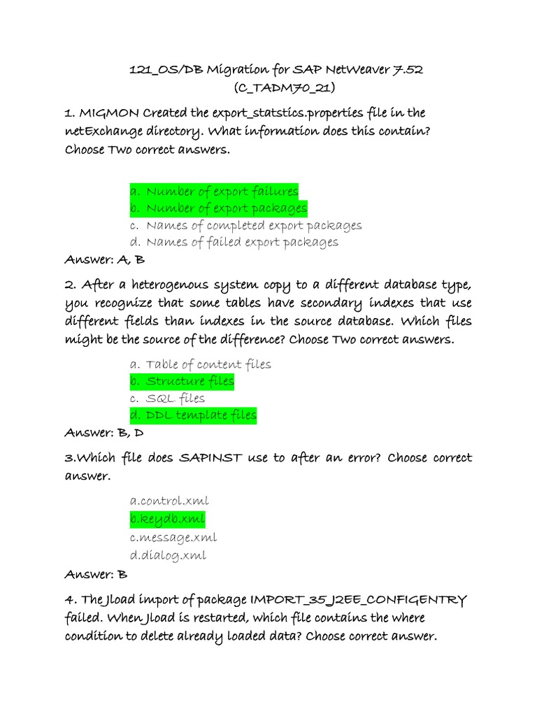 1 - OSDB Migration For SAP NetWeaver 7.52 (C - TADM70 - 21) - v1.1 - BH |  PDF | Database Index | Databases