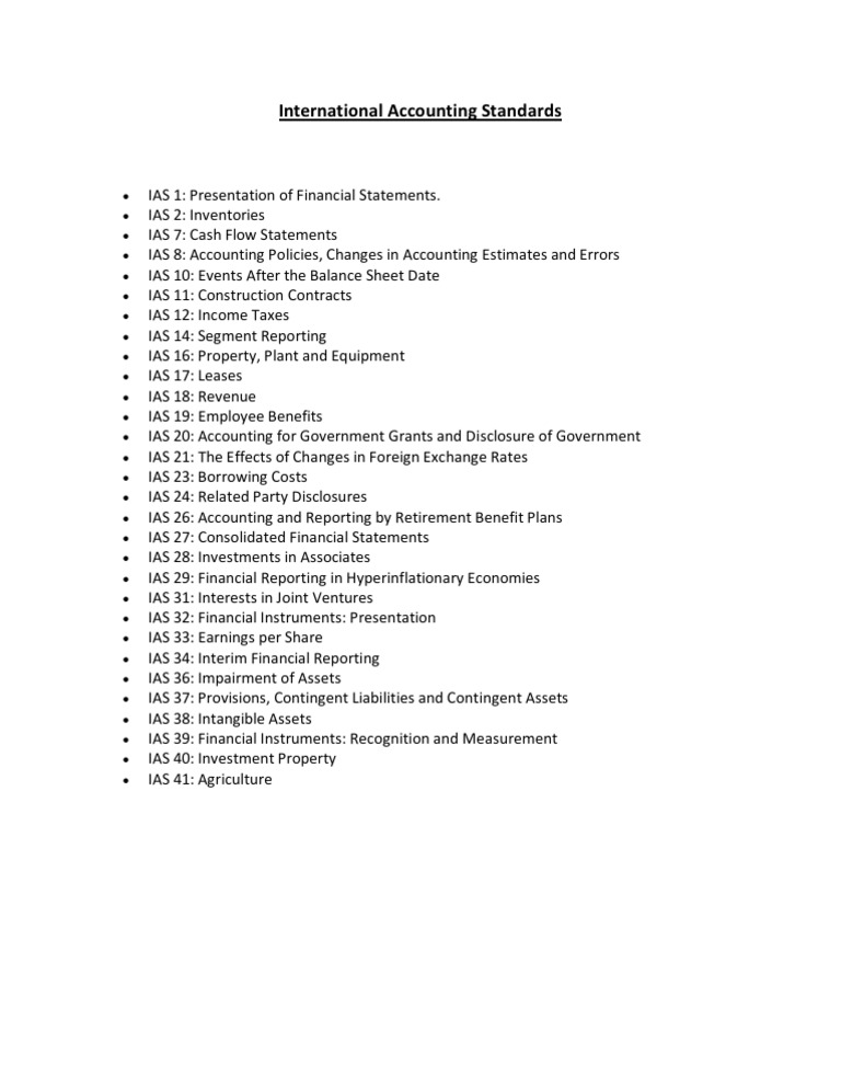 International Accounting Standards | PDF | Finance & Money Management
