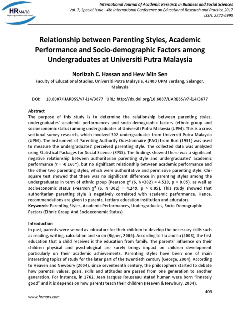 Relationship Between Parenting Styles, Academic Performance and Socio ...