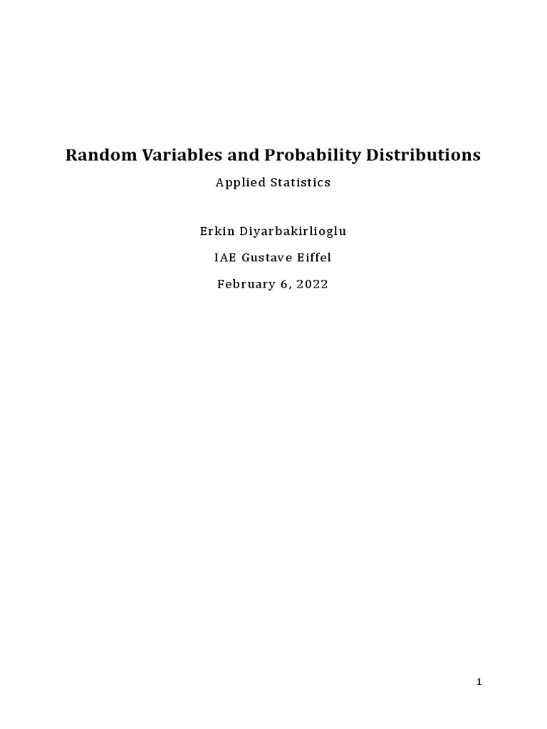 Notes Ch1 Random Variables And Probability Distributions Pdf