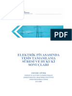 Elektrik Piyasasinda Tesis Tamamlama Suresi Ve Hukuki Sonuclari