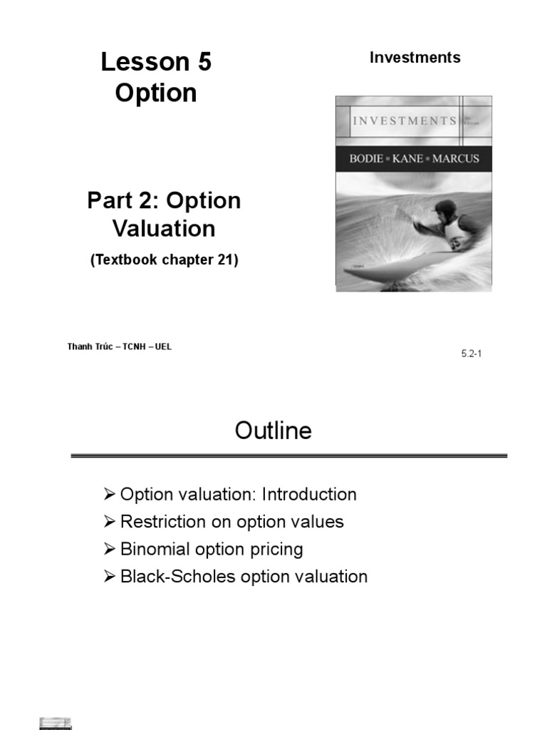 Lesson 5-2 Option Valuation | PDF | Option (Finance) | Greeks (Finance)