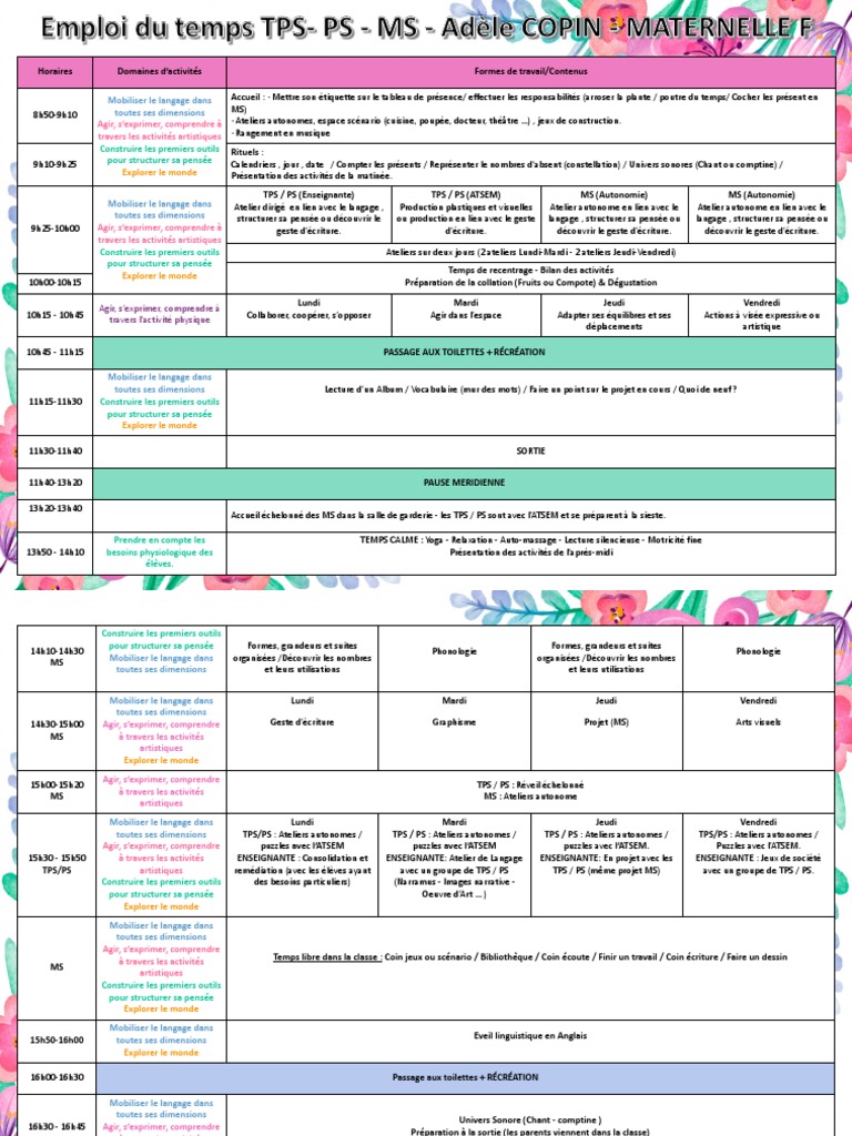 Emploi Du Temps 2022 - 2023 | PDF