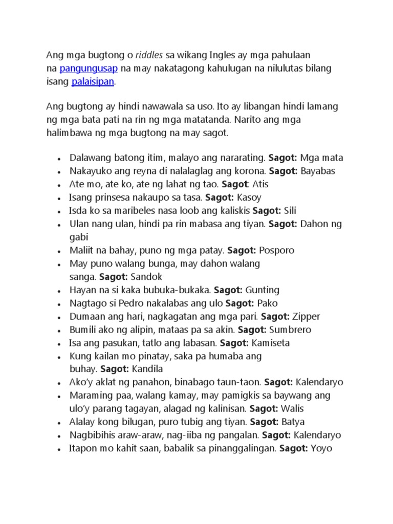 BUGTONG | PDF