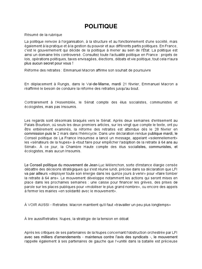 Réforme des retraites : enjeux et débats en France | PDF | Gouvernement ...