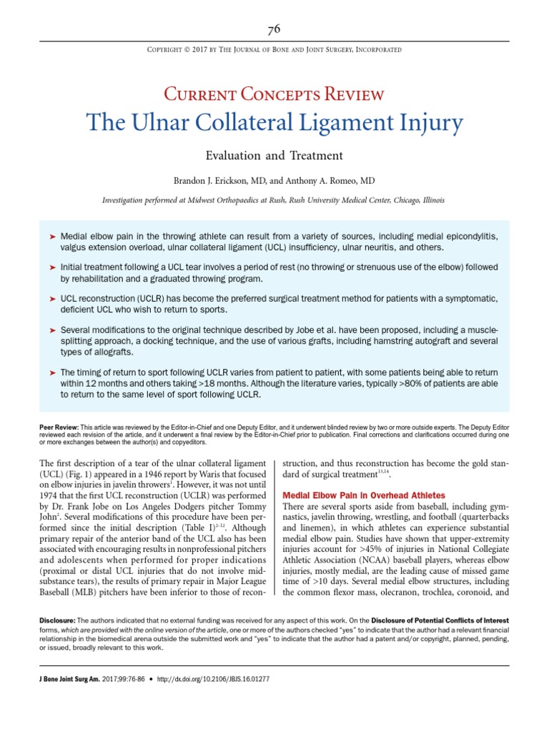 The Ulnar Collateral Ligament Injury | PDF | Elbow | Anatomical Terms ...