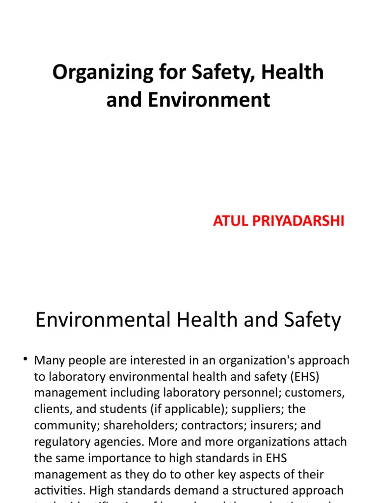 Organizing Safety Health and Environment | PDF | Occupational Safety ...