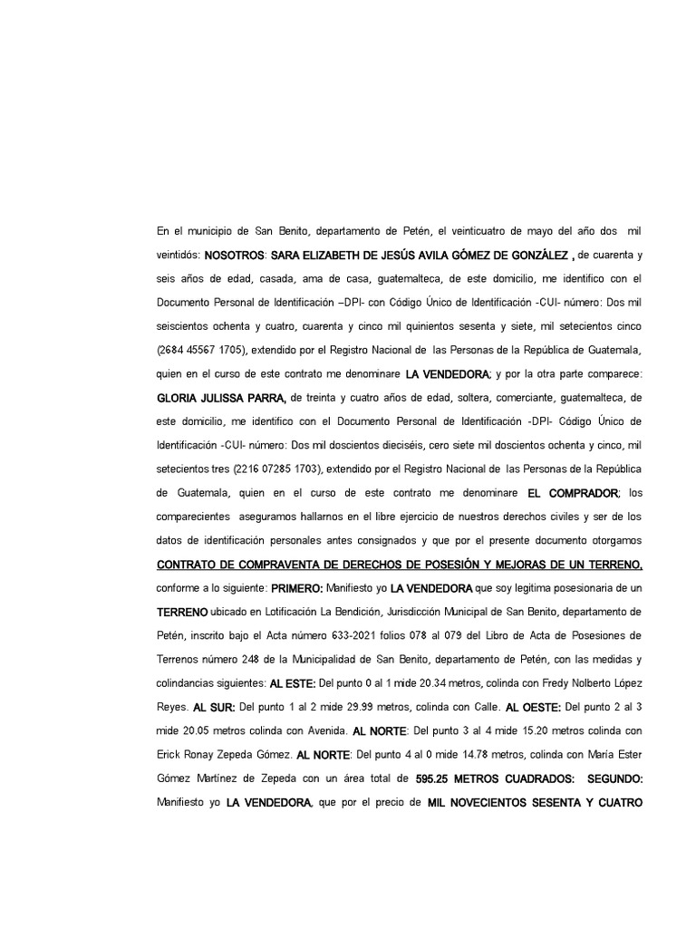 Compraventa de Terreno en Petén | PDF | Guatemala | Justicia