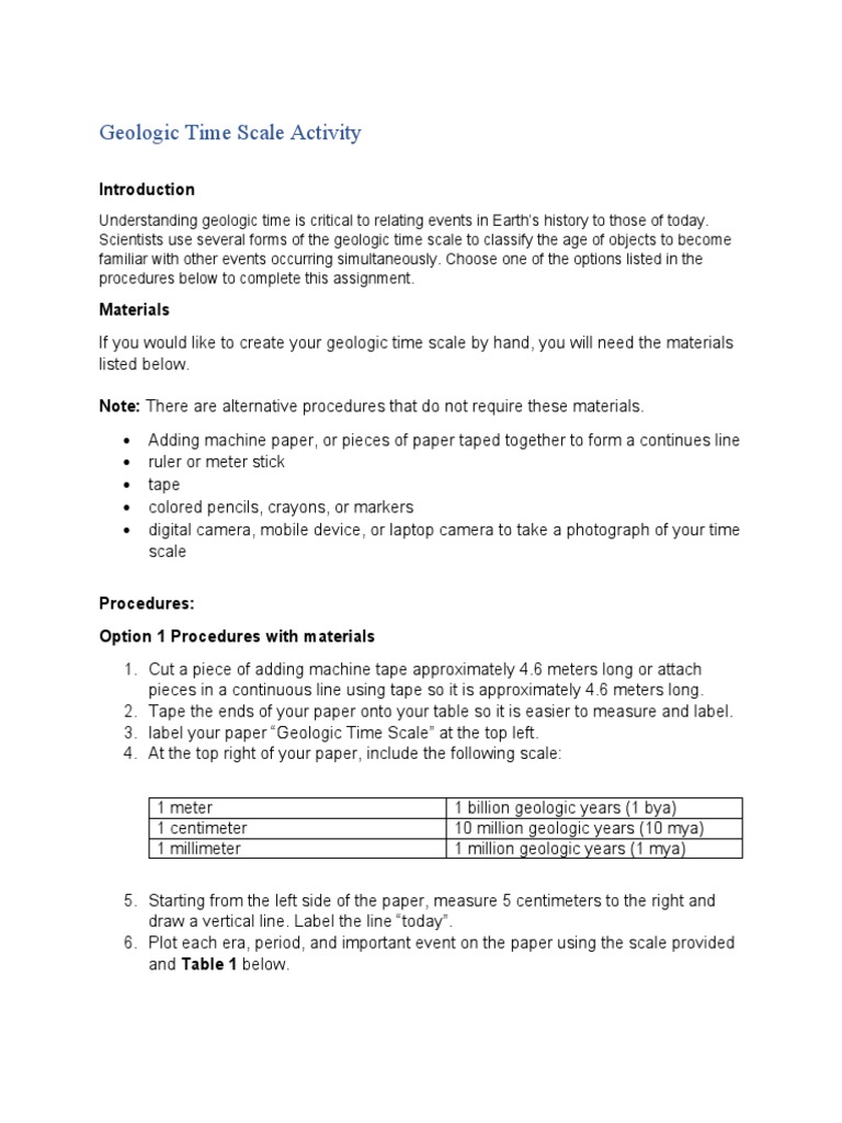 Geologic Time Scale Activity Guide | PDF | Geologic Time Scale | Geology