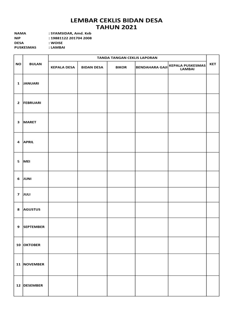 lembar ceklis | PDF