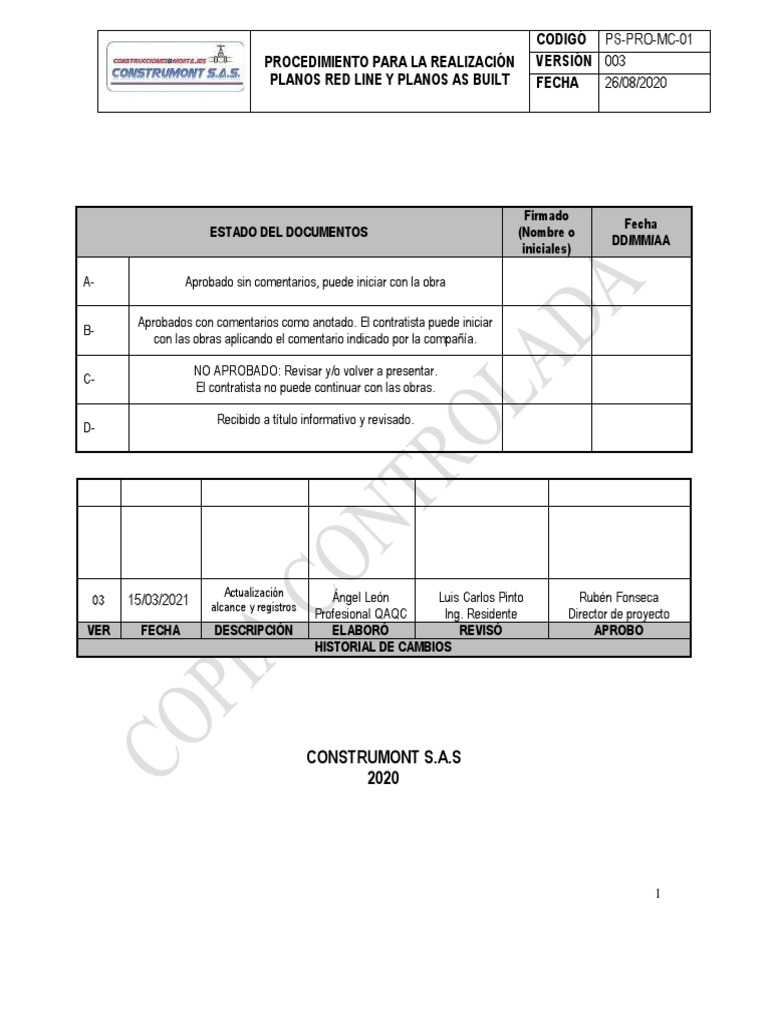 1) Procedimientos Planos Red Line | PDF | Color | Seguridad y salud ...