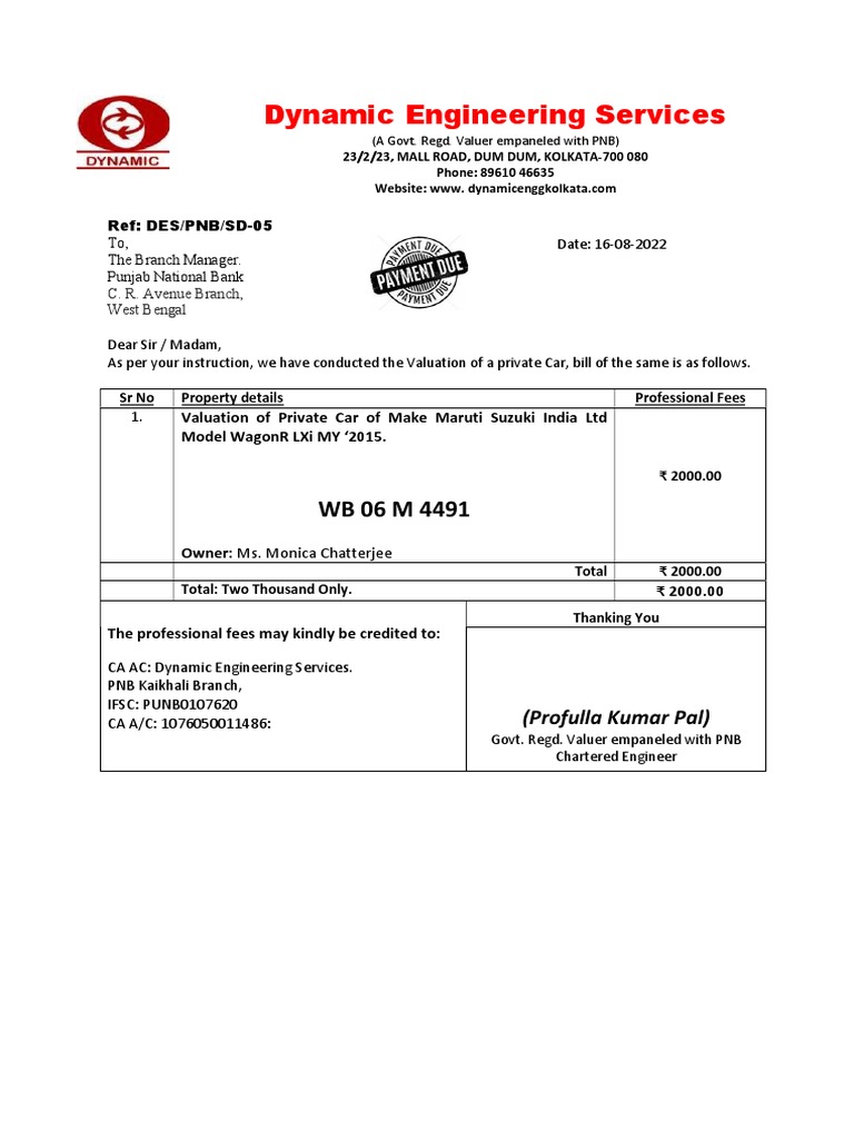 #03 - WagonR - WB 06 M 4491 - Bill | PDF